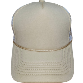 Tan with Tan and White Checkered Mesh Bank Hat