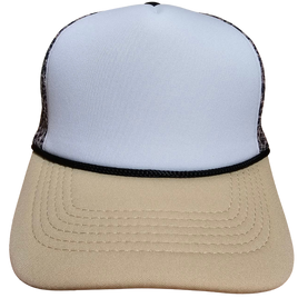 Tan Bill with Black Mesh and Lightening Bolts Blank Hat