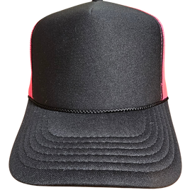 Black with Neon Pink Mesh Blank Hat